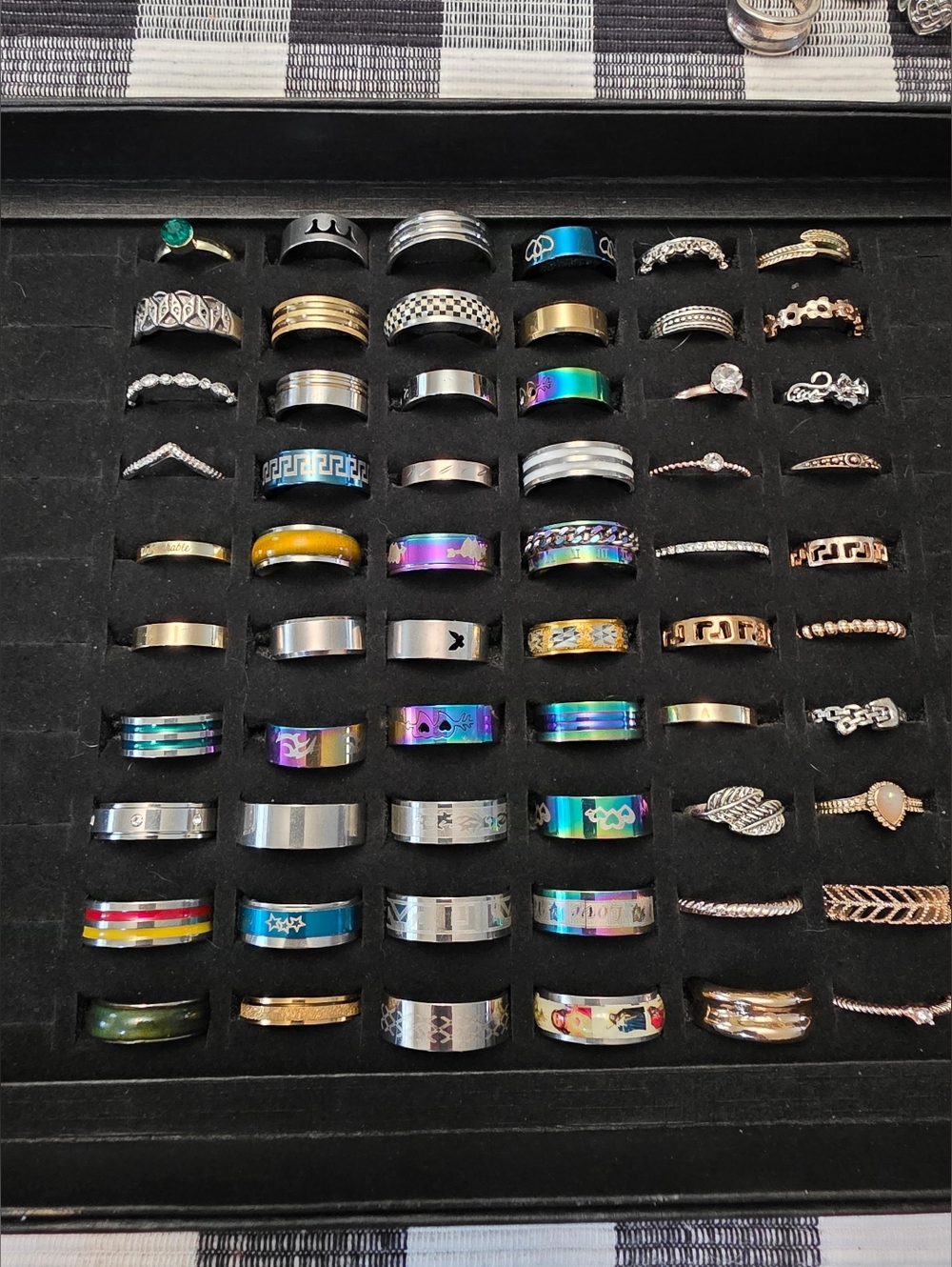 60 Piece Stainless Steel Rainbow Gold Tone & Costume Fashion Ring Bundle Lot
